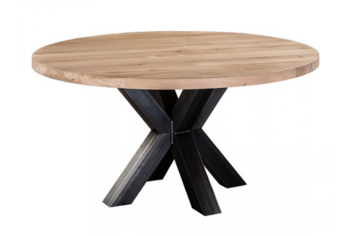 zuurgraad Alfabet botsen Eiken tafel rond 120cm bladdikte 5 cm geheel massief - Schippers Lifestyle