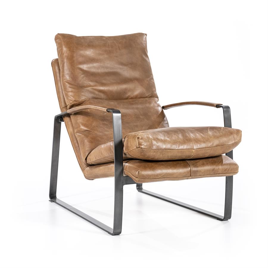 Bruin bibliotheek Ik heb een Engelse les Fauteuil Lex - cognac vintage leer | Schippers Lifestyle