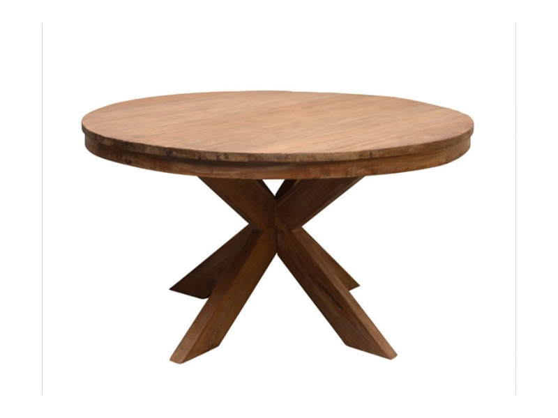 ronde teakhouten eettafel