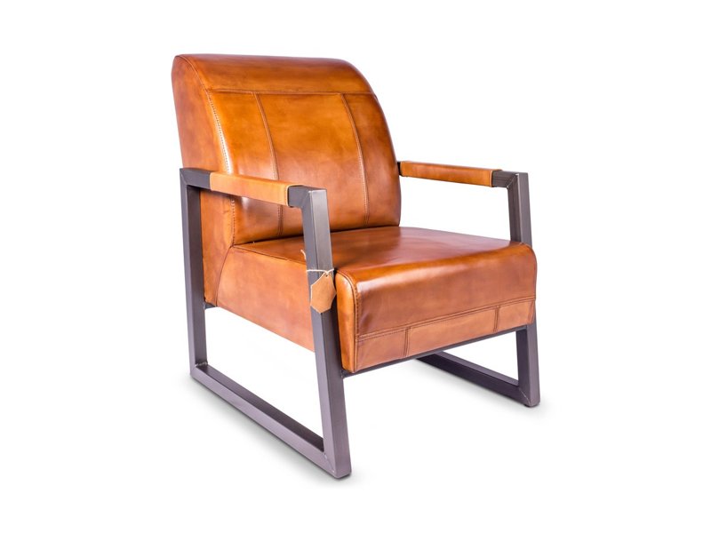 Industriële fauteuil Billy met armleuning buffel leer