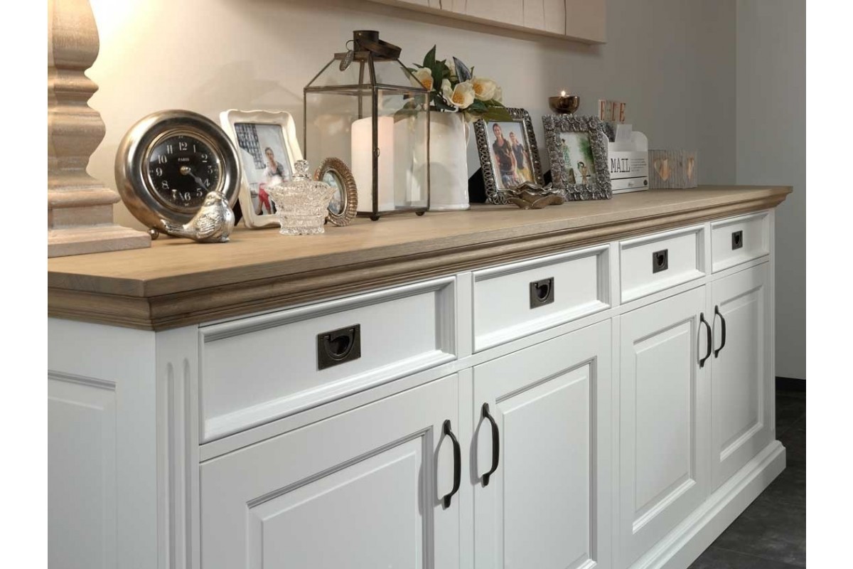 Kreet Madison zonne Dressoir wit met eiken blad - Schippers Lifestyle