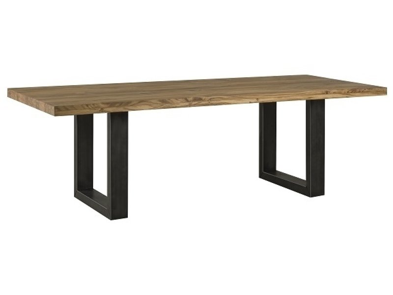 eikenhouten tafel met stalen frame