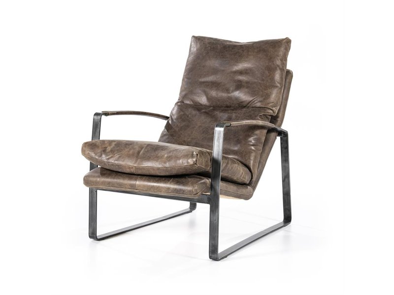 Fauteuil Lex - donkerbruin vintage leer