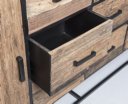 Dressoir Dakota van gerecycled oud hout gecombineerd met zwart staal