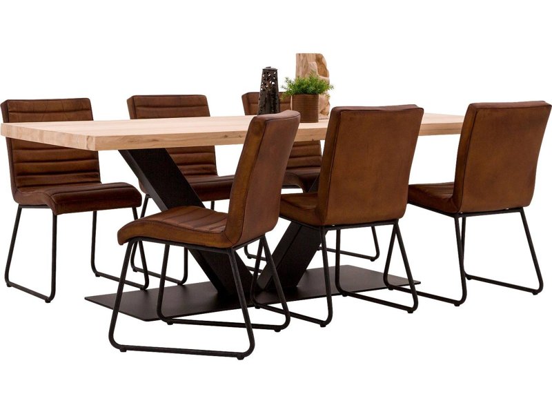 Eiken boomstamtafel - V-poot