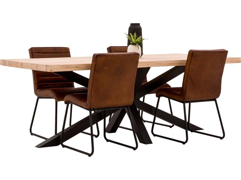 Eiken boomstamtafel - Kruispoot