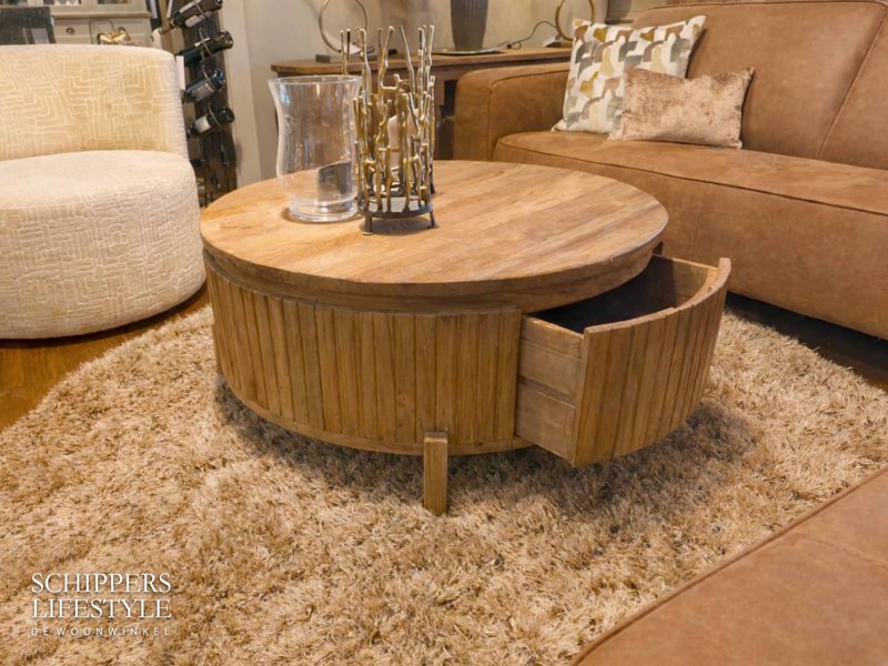 Houten salontafel rond