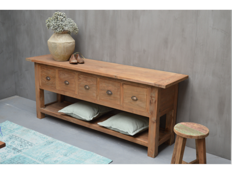 Reclaimed teak side table Bryan