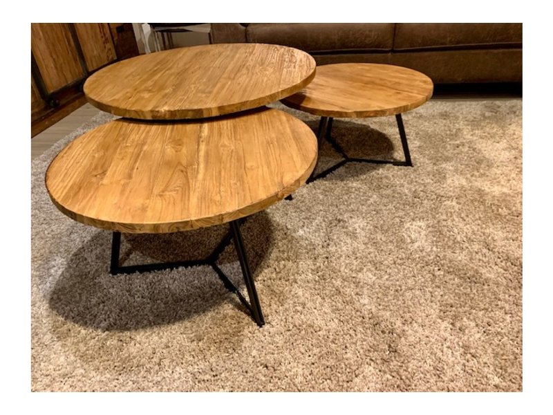 Stoer en eenvoudige salontafel Rocco set van 3 stuks
