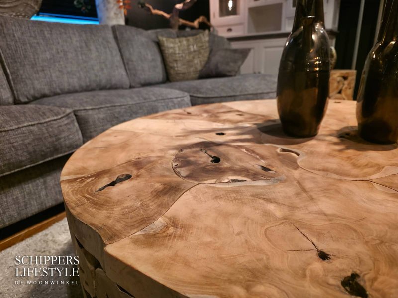 Teak ronde salontafel