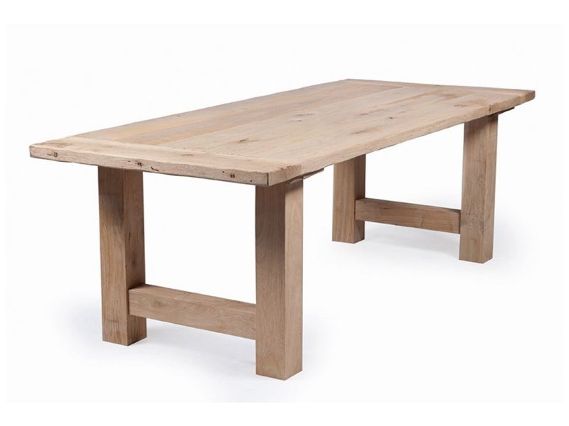 Oud eiken tafel met poot 12/12 cm geheel massief