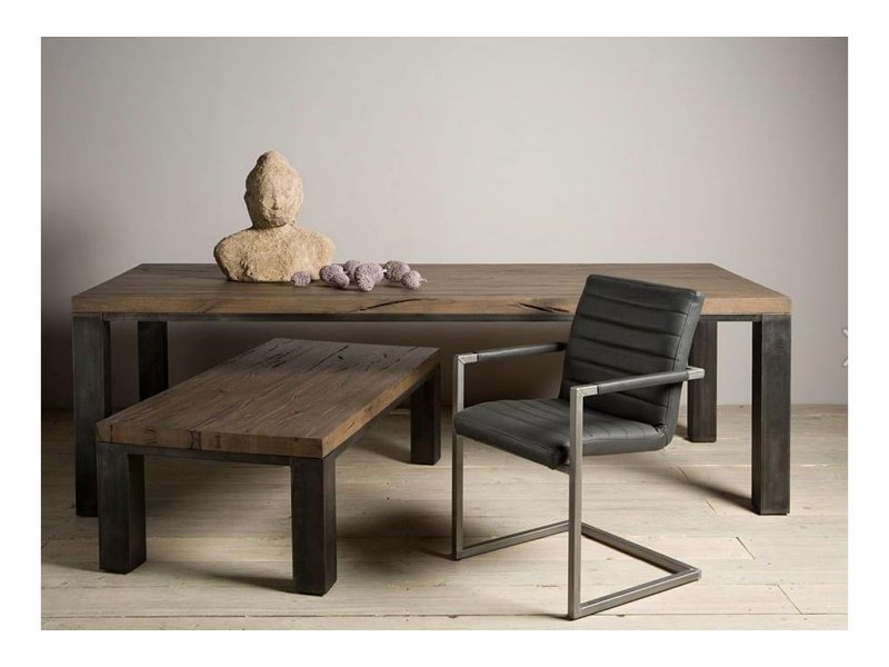 Eiken tafel met rechte poot afm. 240/100