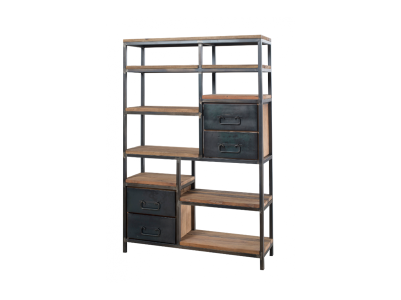 Industriële Boekenkast Hudson 130cm - 4 lades