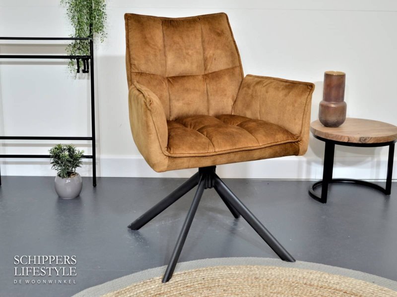 Stoffen cognac eetkamerstoel