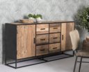 Dressoir Dakota van gerecycled oud hout gecombineerd met zwart staal