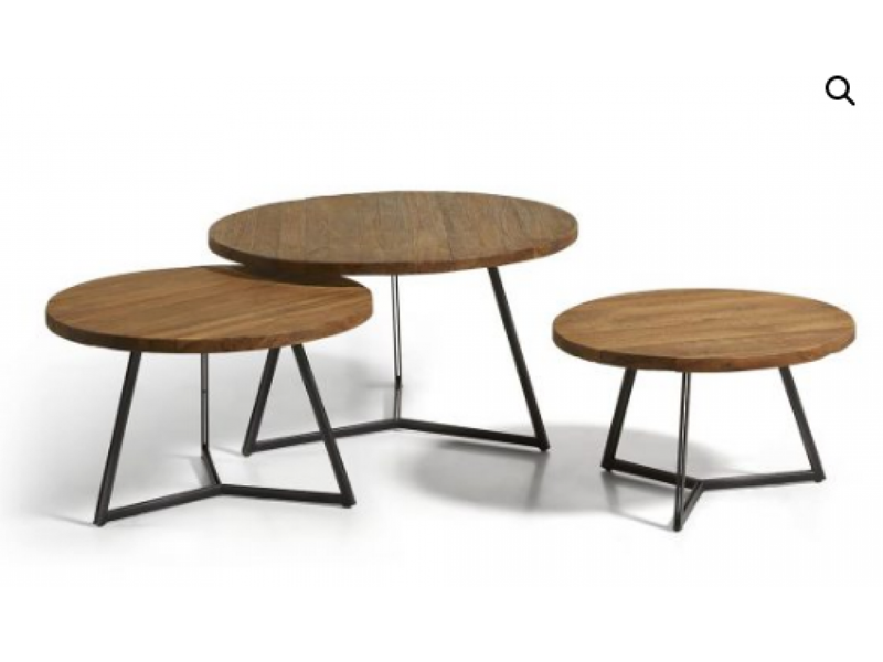 Stoer en eenvoudige salontafel Rocco set van 3 stuks