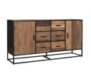Dressoir Dakota van gerecycled oud hout gecombineerd met zwart staal