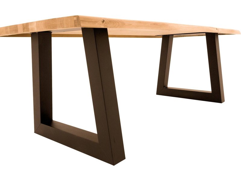 Eiken boomstamtafel - trapezepoot