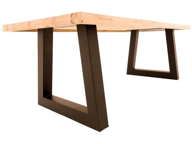 Eiken boomstamtafel - trapezepoot