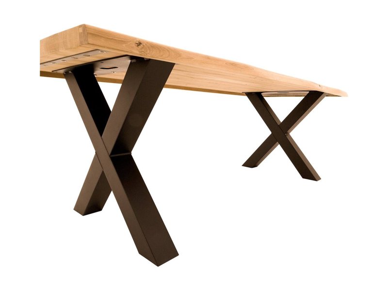 Eiken boomstamtafel - X-poot