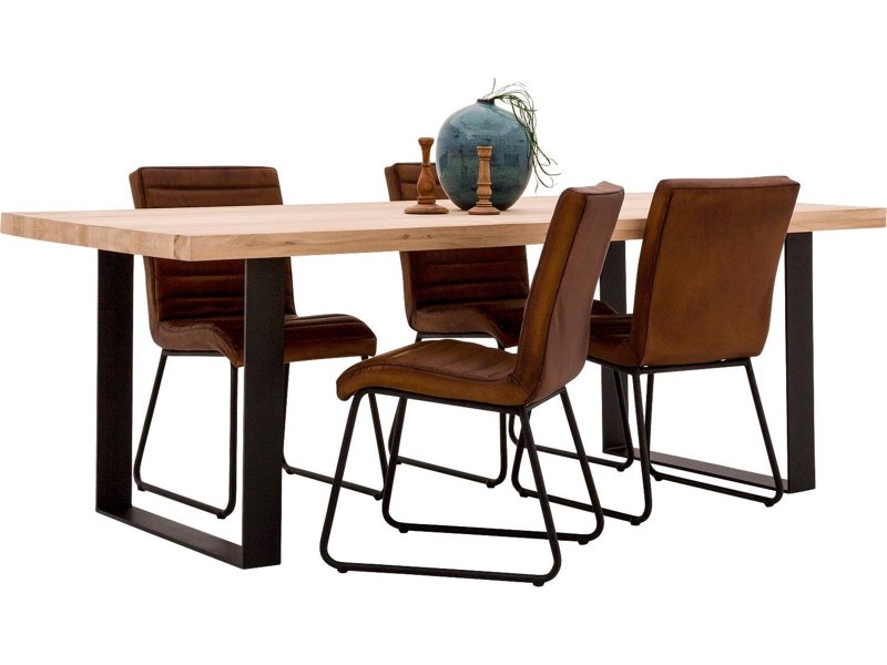 Eiken boomstamtafel - Sledepoot (slank)