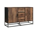 Dressoir Dakota van gerecycled oud hout gecombineerd met zwart staal