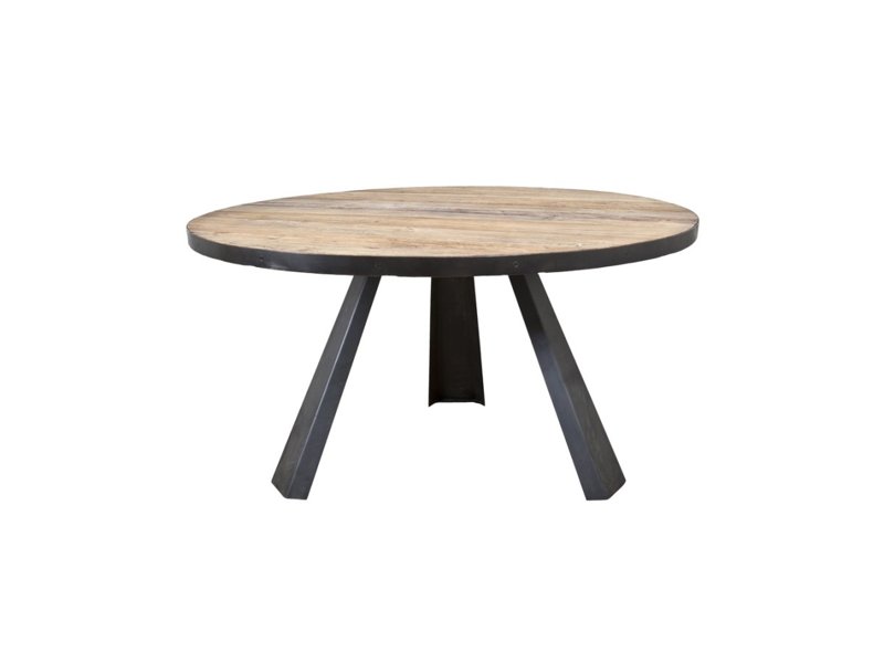 Eetkamertafel rond met metalen onderstel afm, 152/152
