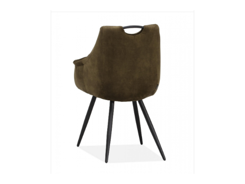 Eetstoel Athur, die is bekleed met de onderhouds vriendelijke velours stof Adore.