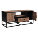 Tv dressoir Dakota gemaakt van gerecycled oud hout gecombineerd met zwart staal