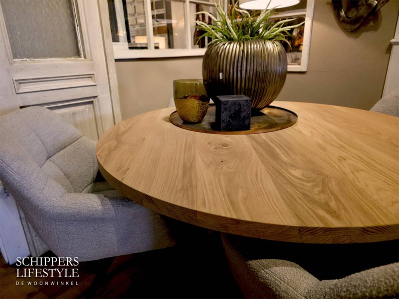 Eettafel eiken rond 120 cm