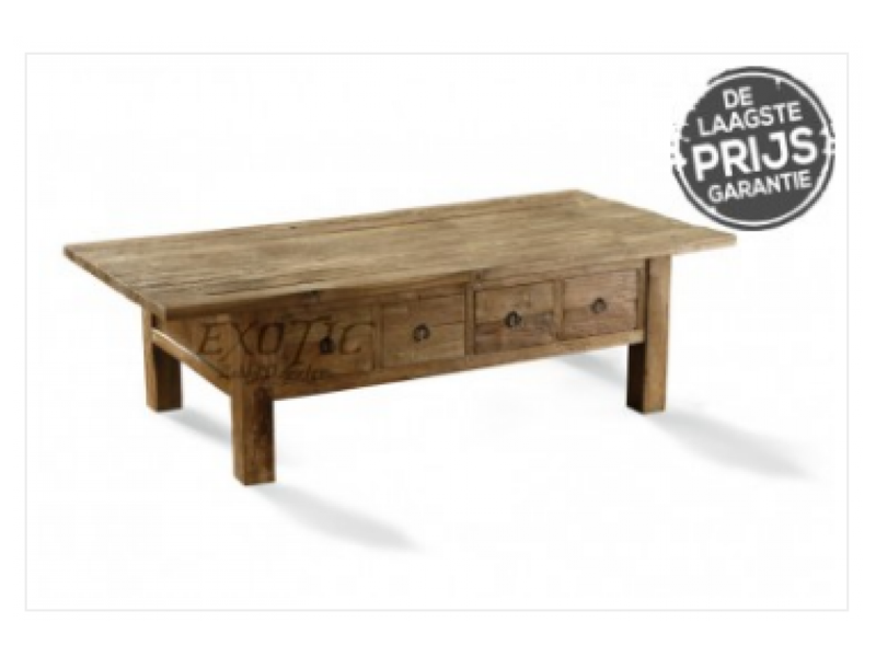 Salon tafel oud hout 8 lade,s