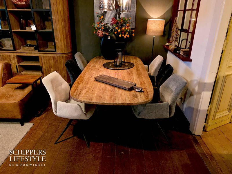 Grote eetkamertafel teak