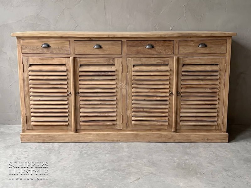Prachtig recycled teak houten dressoir 100 hoog